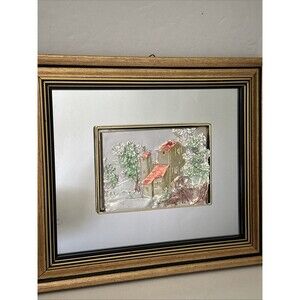 Creazioni Artistiche Italian Framed Mirror W .925 Silver Relief